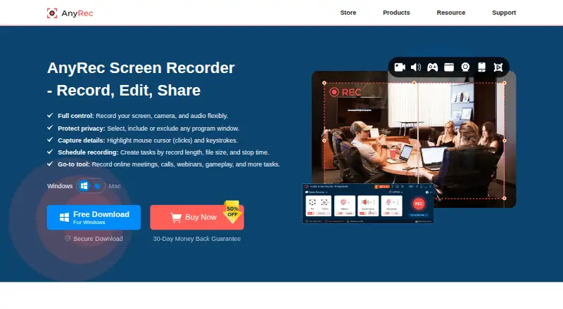 AnyRec Screen Recorder's own site