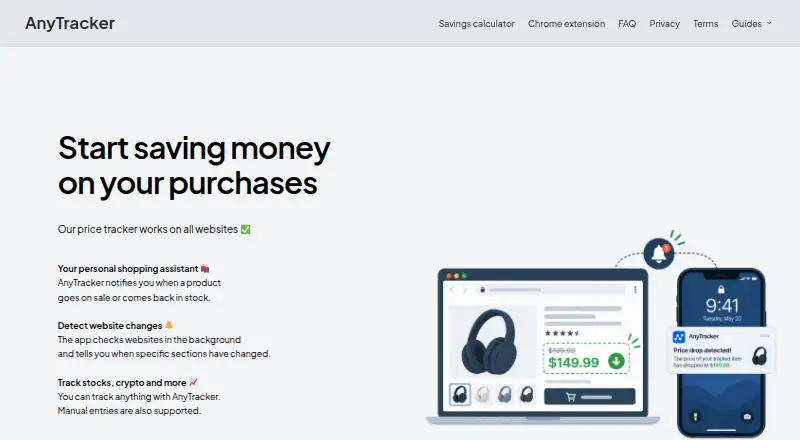 AnyTracker's own site