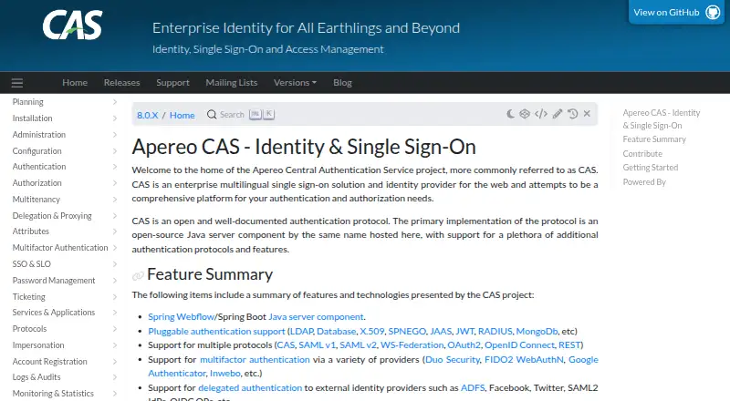 Apereo CAS's own site