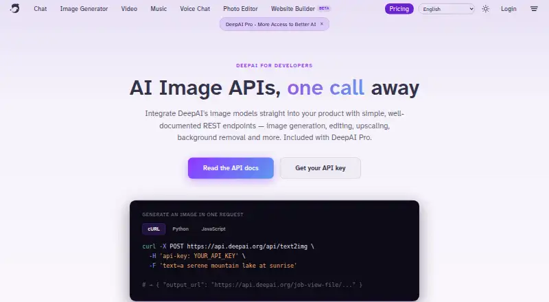 DeepAI Super Resolution API's own site
