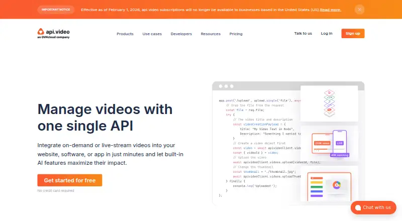 api.video's own site