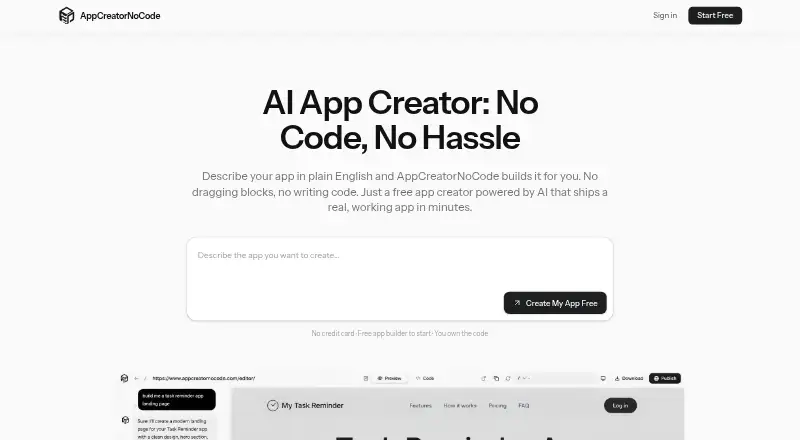 AppCreatorNoCode's own site