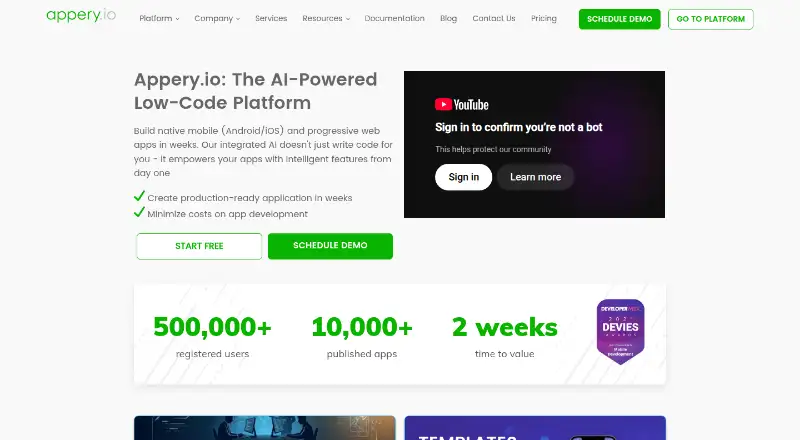 Appery.io's own site