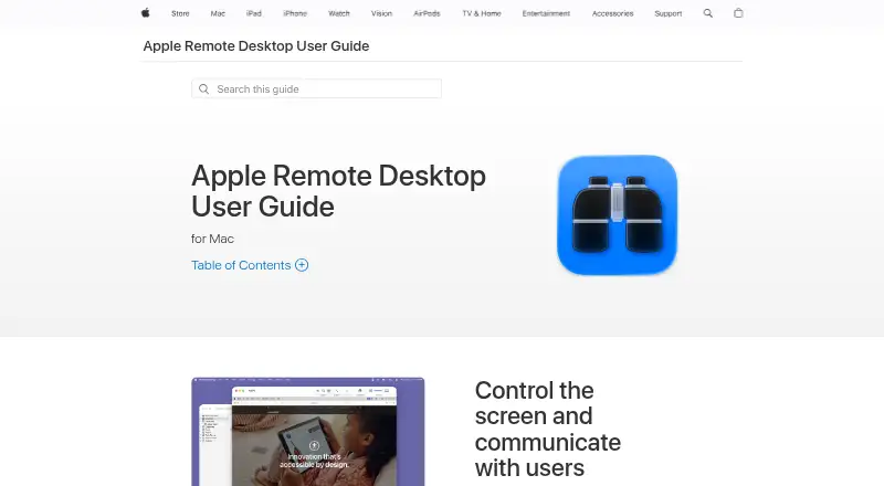 Apple Remote Desktop's own site