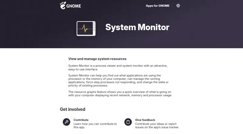 GNOME System Monitor's own site