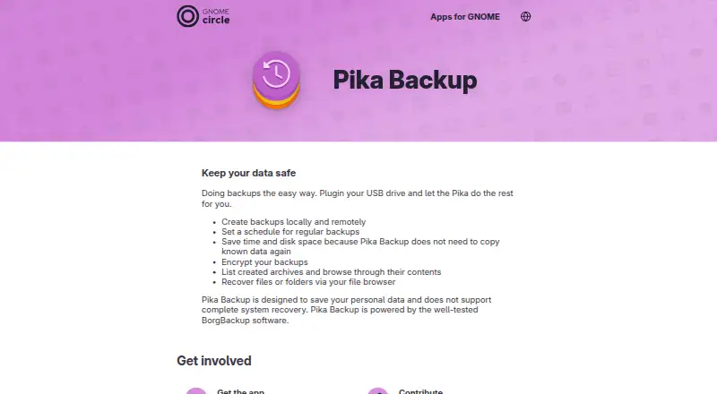 Pika Backup's own site
