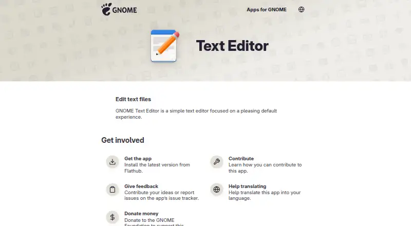 GNOME Text Editor's own site