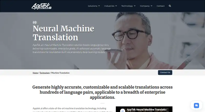 AppTek Neural Machine Translation's own site