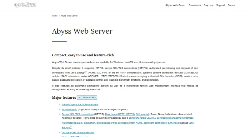 Abyss Web Server's own site