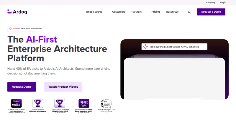 Ardoq Application Portfolio Management's own site