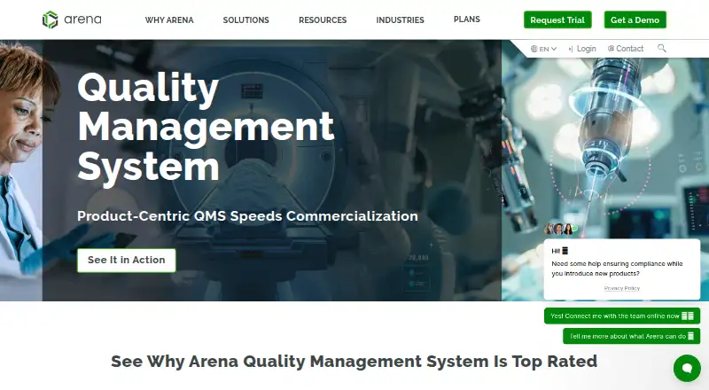 Arena QMS's own site