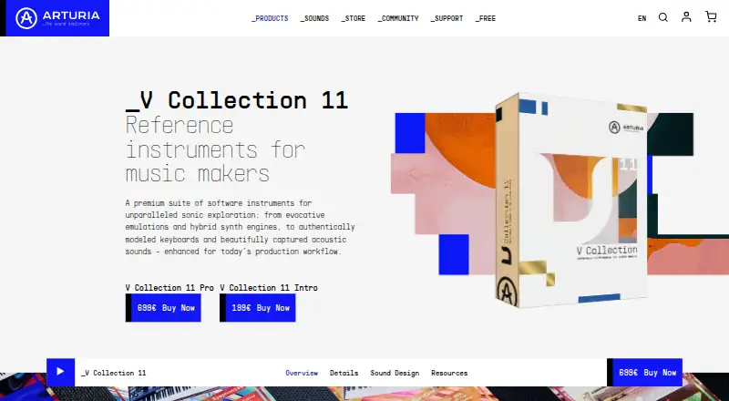 Arturia V Collection 11's own site