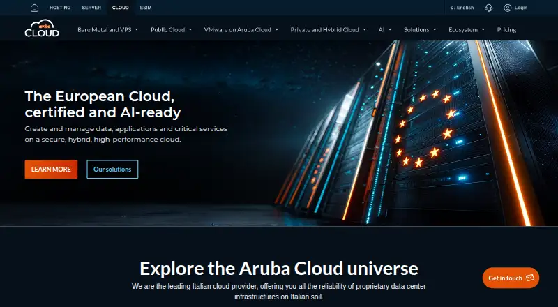Aruba Cloud's own site