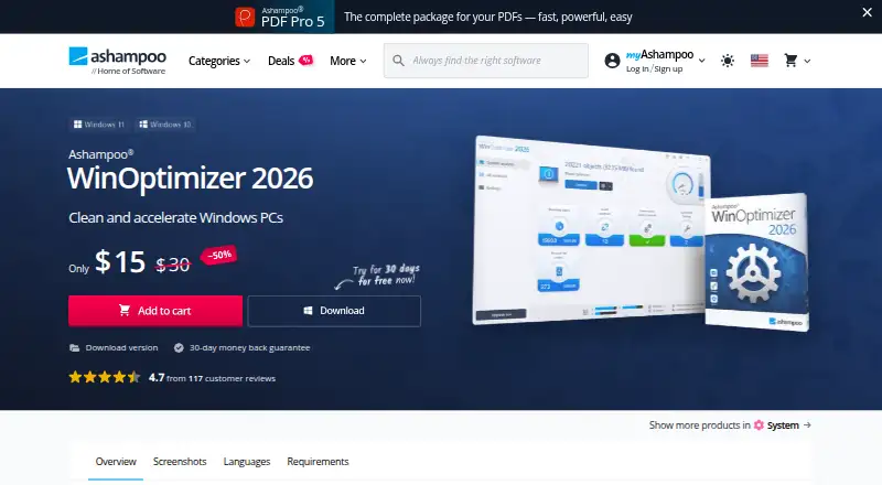 Ashampoo WinOptimizer 2026's own site