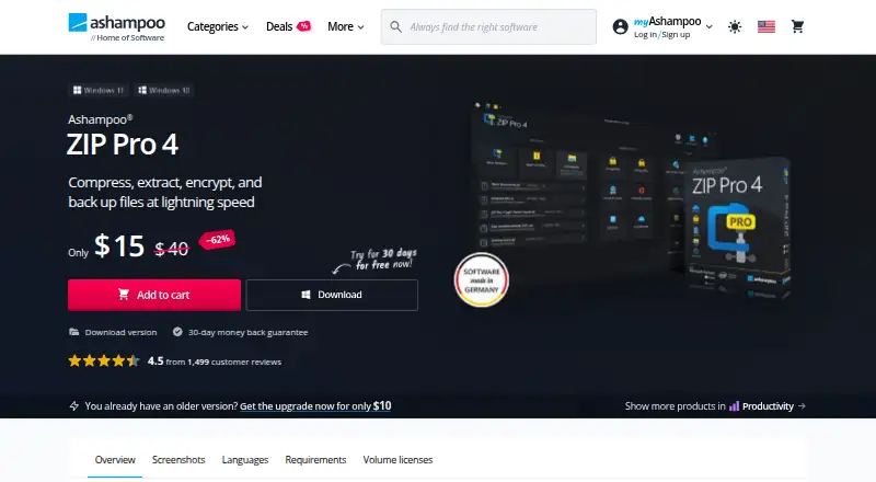 Ashampoo ZIP Pro's own site