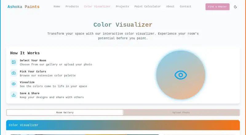 Ashoka Paints Color Visualizer's own site