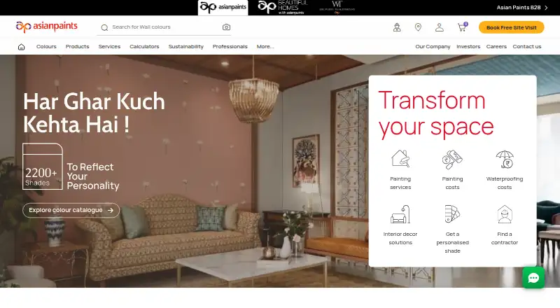 Colour with Asian Paints's own site
