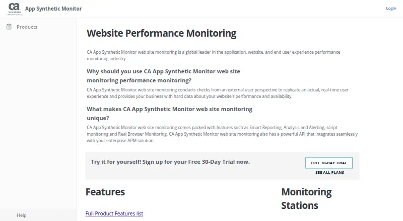 CA App Synthetic Monitor's own site