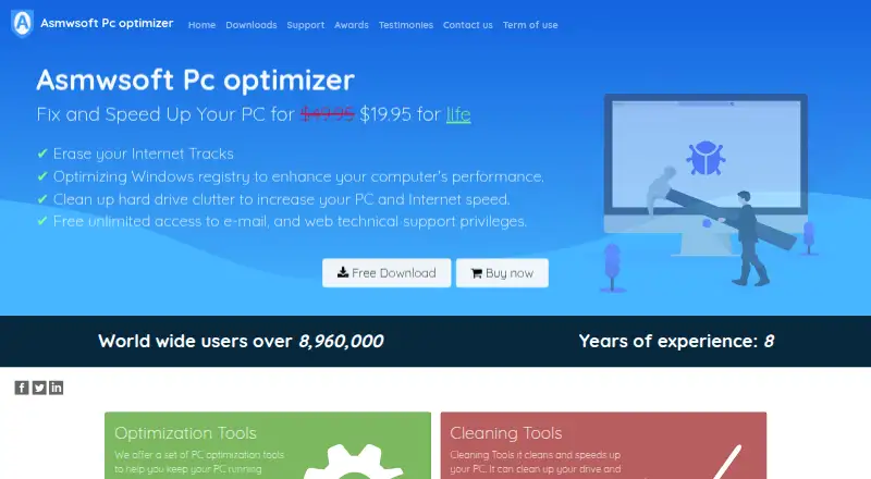 Asmwsoft PC Optimizer's own site