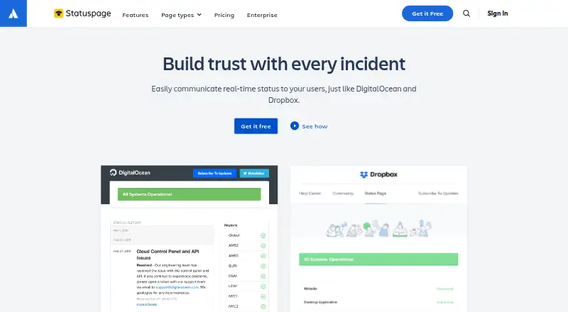 Atlassian Statuspage's own site