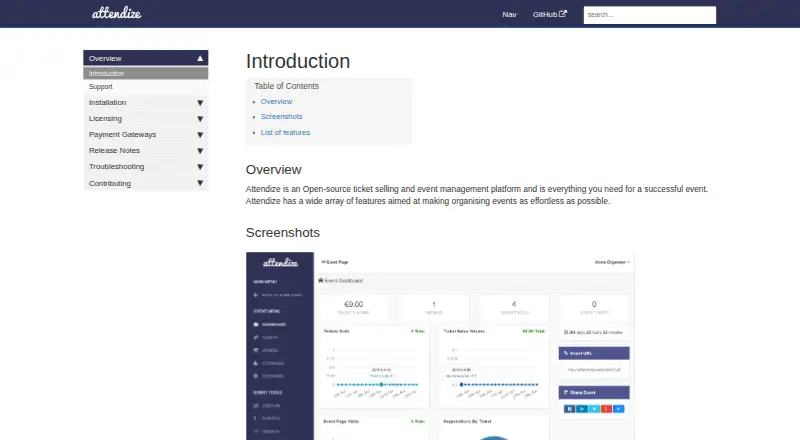 Attendize's own site