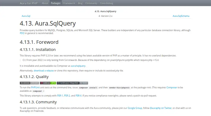 Aura.SqlQuery's own site