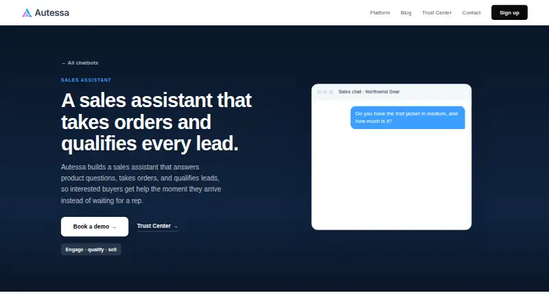 Autessa Sales Chatbot's own site