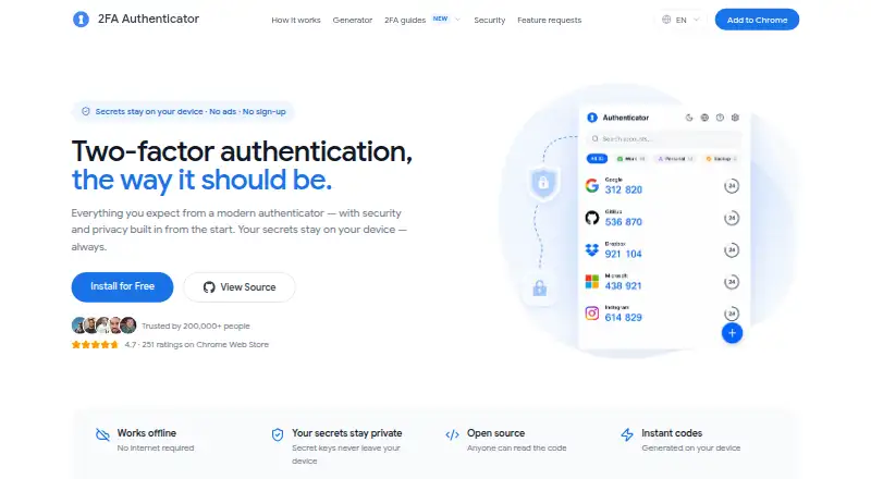2FA Authenticator's own site
