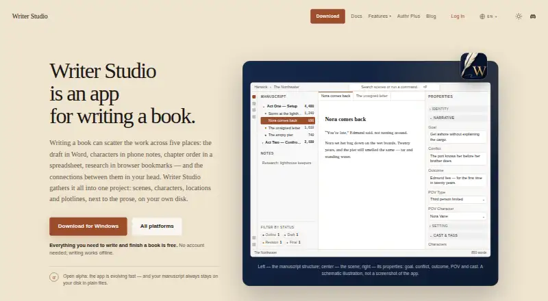 Writer Studio's own site