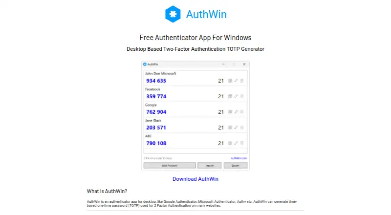 AuthWin's own site