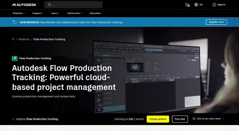 Autodesk Flow Production Tracking's own site