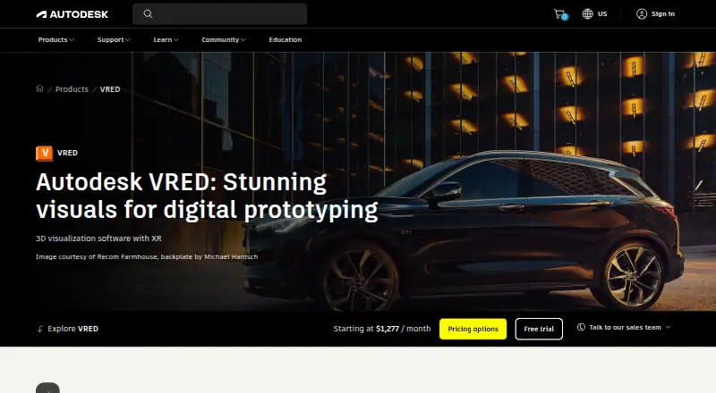 Autodesk VRED's own site