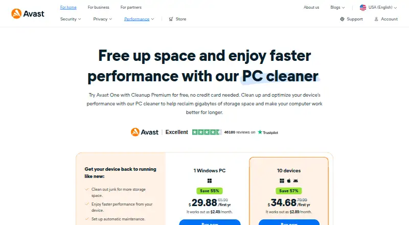 Avast Cleanup Premium's own site