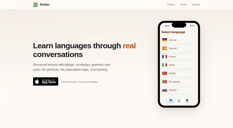 Avelan's own site