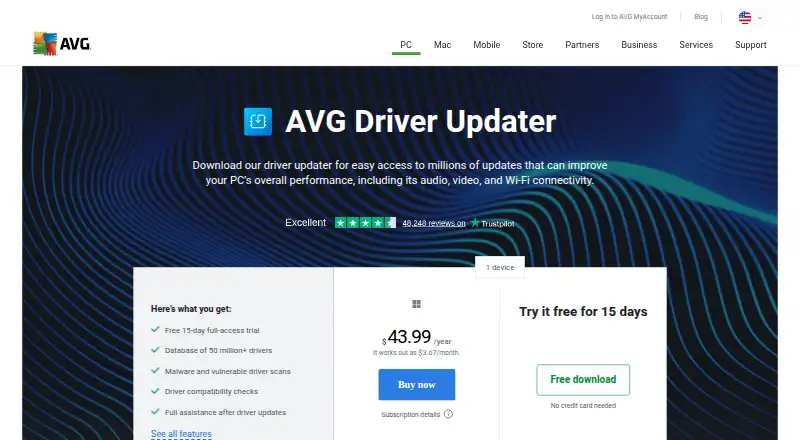 AVG Driver Updater's own site