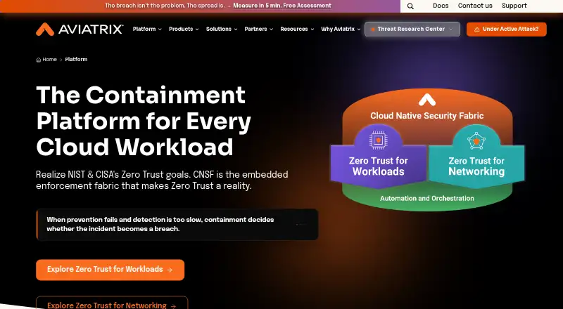 Aviatrix Cloud Network Platform's own site