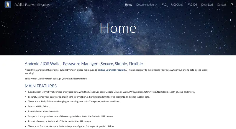 aWallet Password Manager's own site