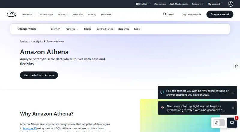Amazon Athena's own site