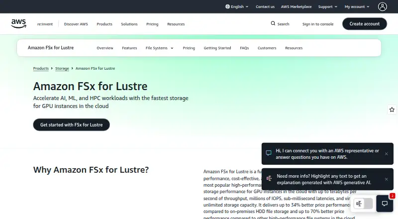 Amazon FSx for Lustre's own site