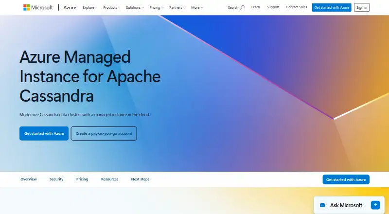 Azure Managed Instance for Apache Cassandra's own site