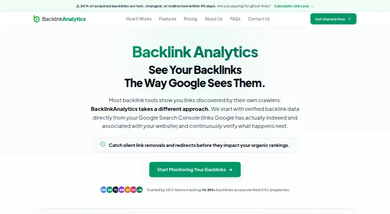 Backlink Analytics's own site