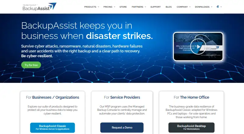BackupAssist's own site