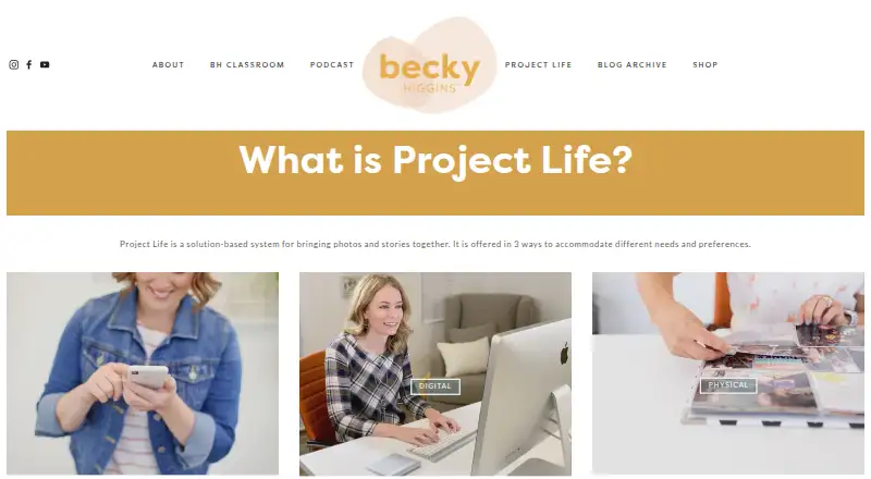 Project Life App's own site