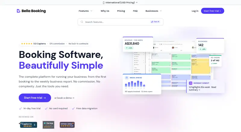 Bella Booking's own site