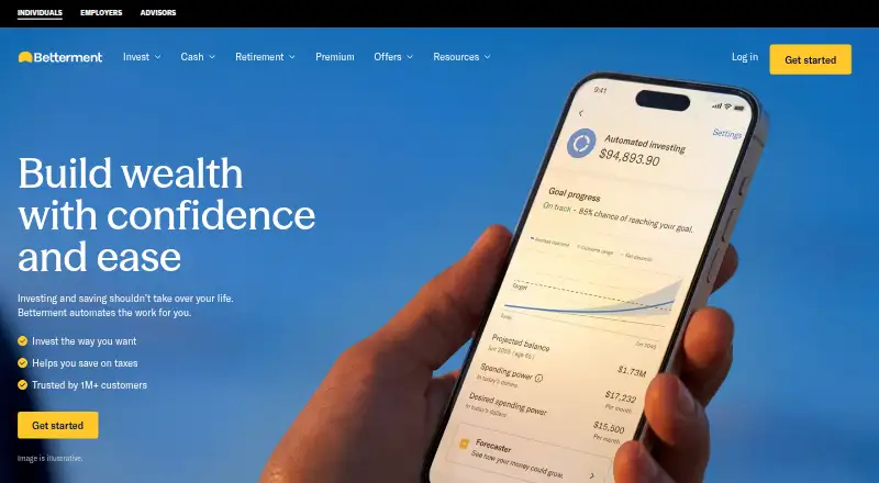 The Betterment homepage
