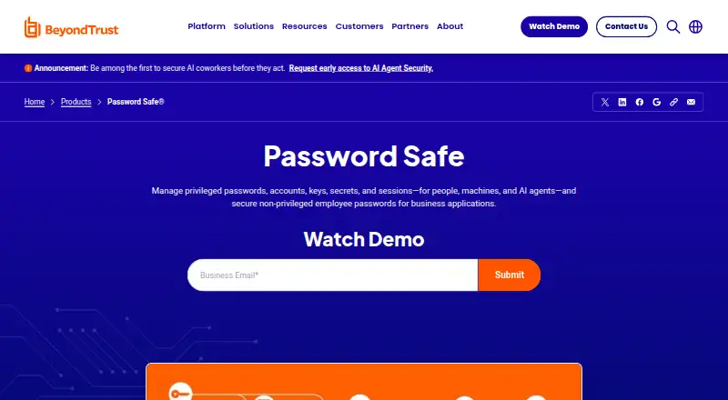 BeyondTrust Password Safe's own site