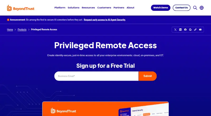 BeyondTrust Privileged Remote Access's own site