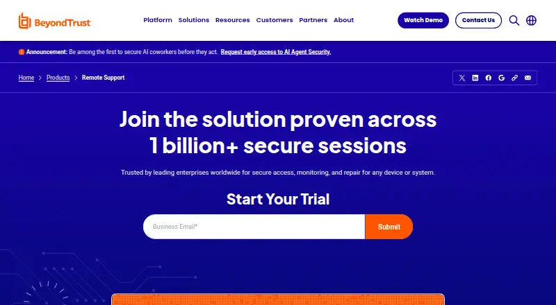 BeyondTrust Remote Support's own site