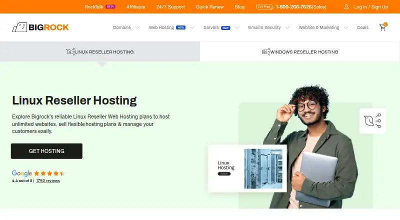 BigRock Linux Reseller Hosting's own site