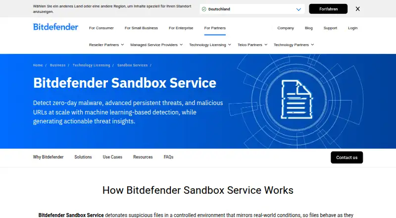 Bitdefender Sandbox Service's own site